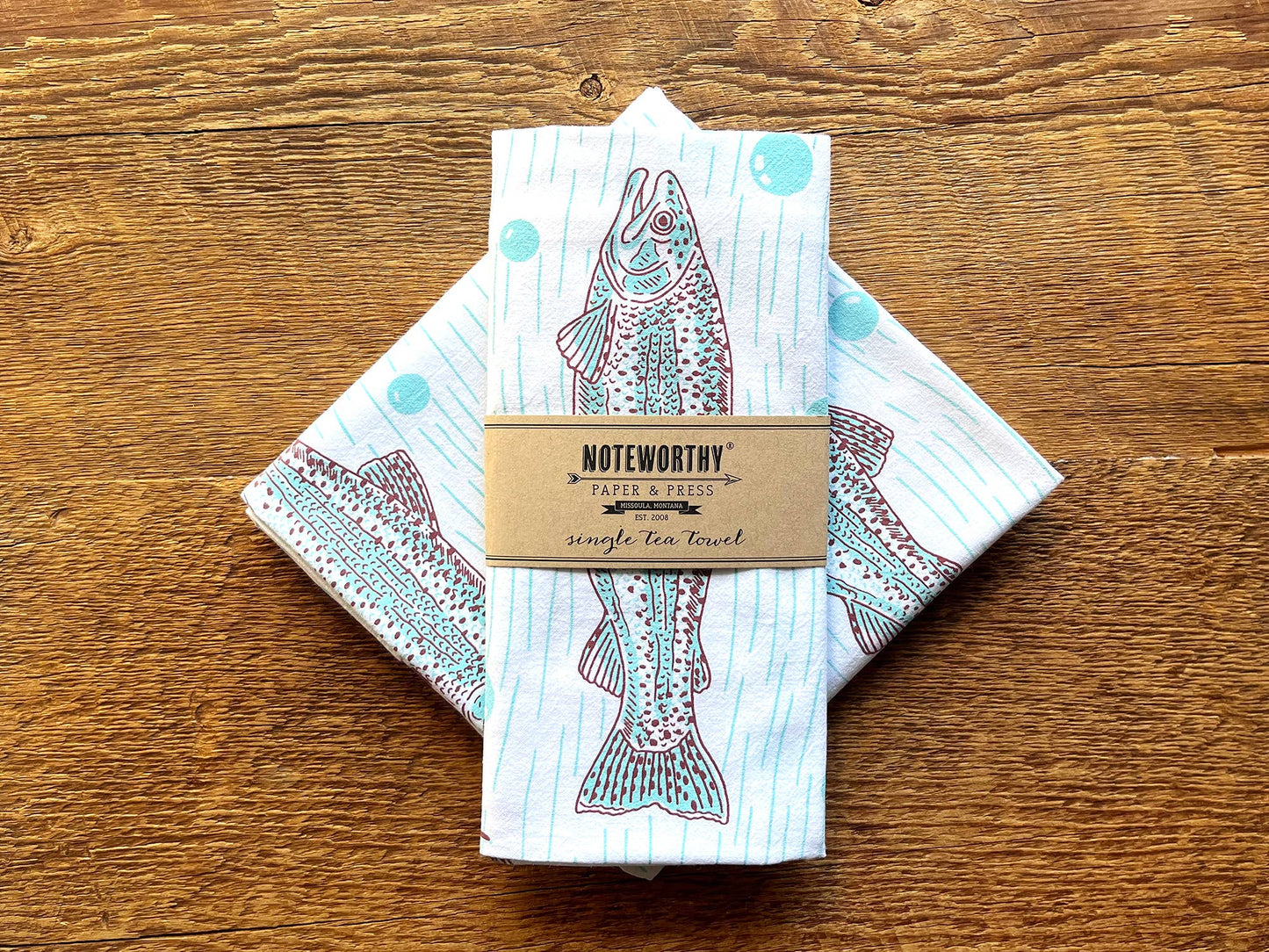 Trout & Flies Tea Towel