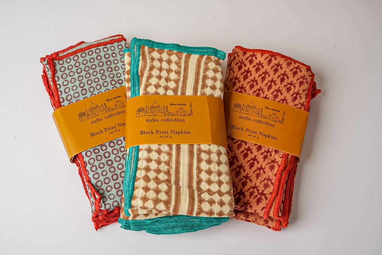 Punjabi Block Print Napkins - Set of 4