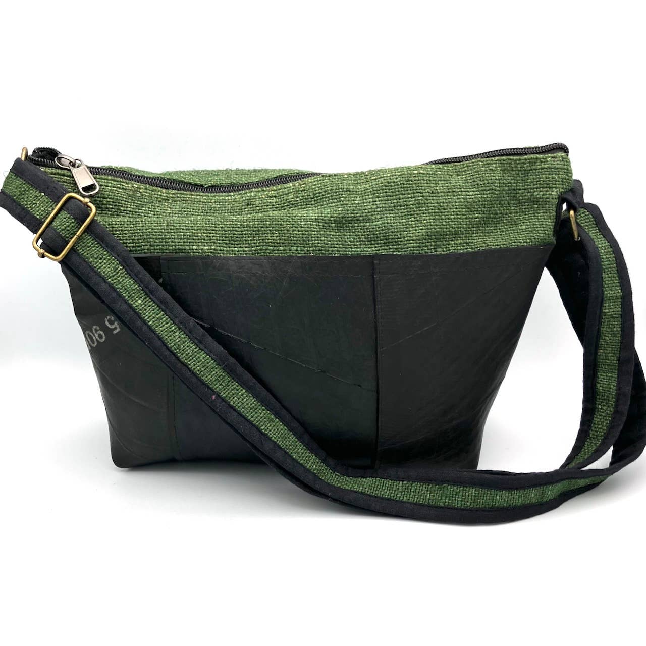 Vegan Recycled Inner Tube and Hemp Sling Bag