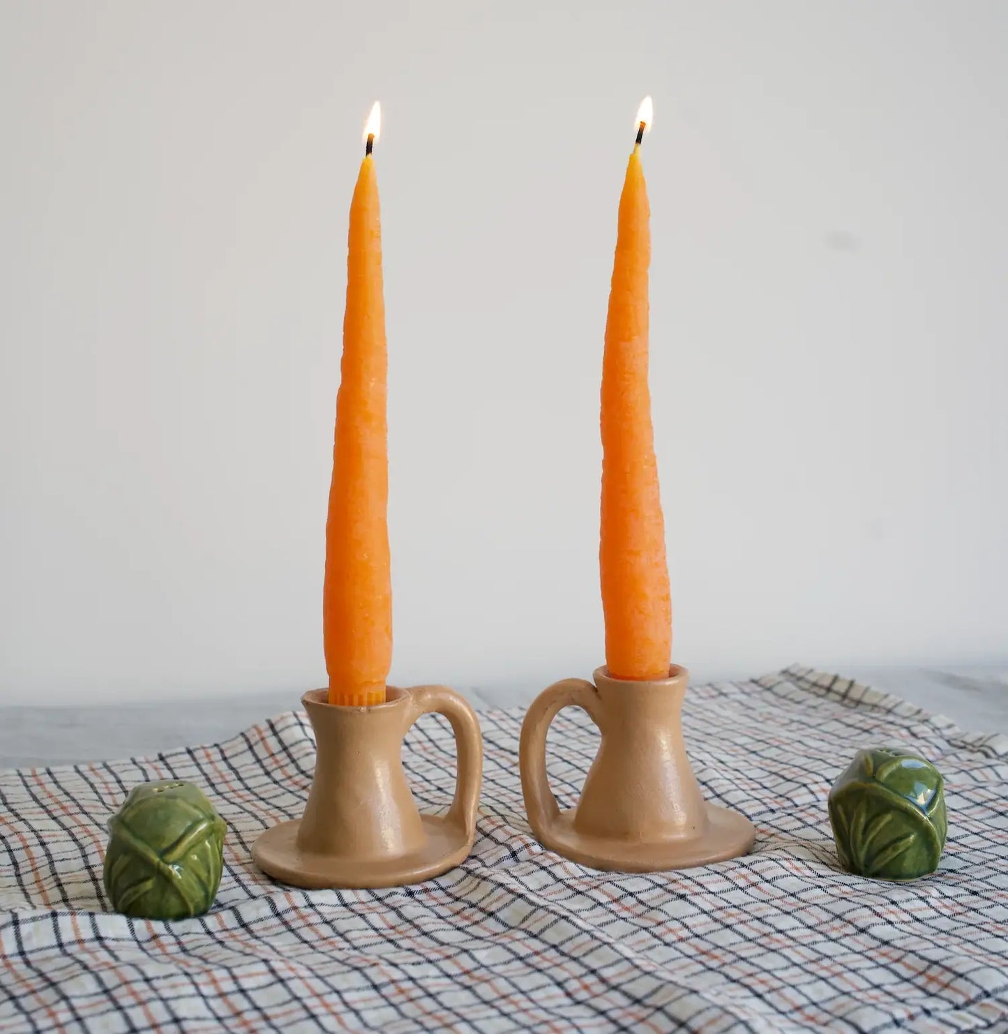 *NEW* Carrot Beeswax Candles Taper Pair - 8inches tall