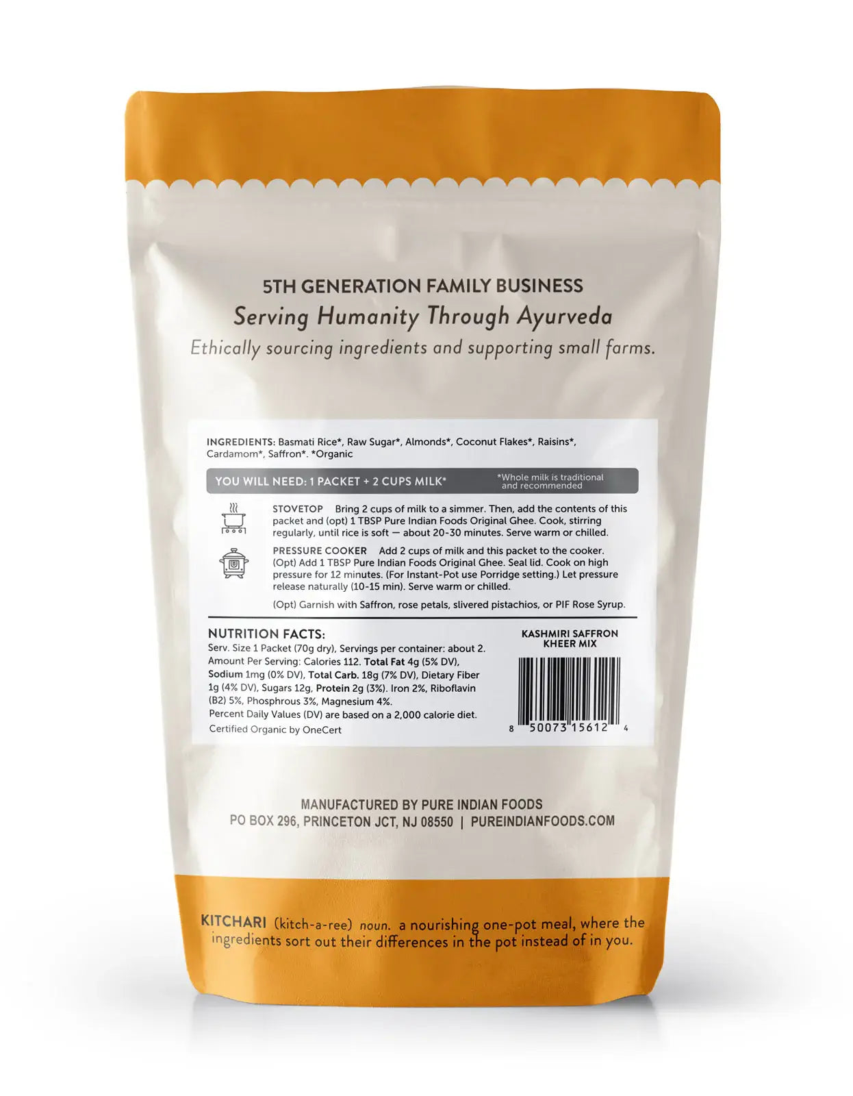 OnePot No. 4 Kashmiri Saffron Kheer Mix, Certified Organic
