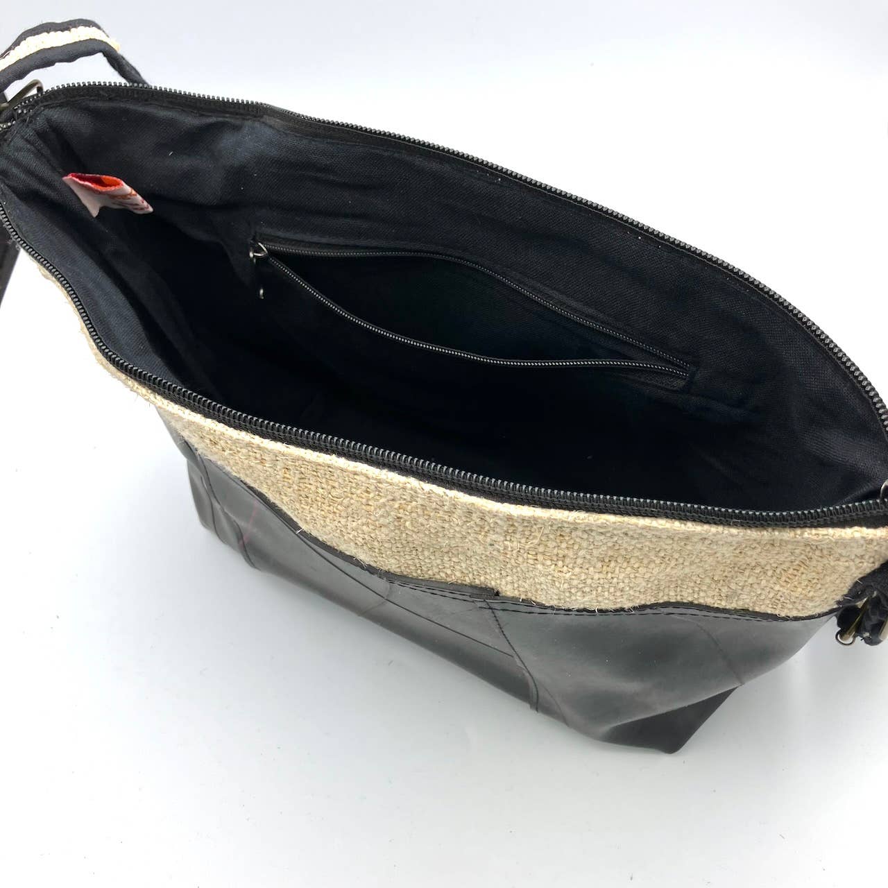 Vegan Recycled Inner Tube and Hemp Sling Bag