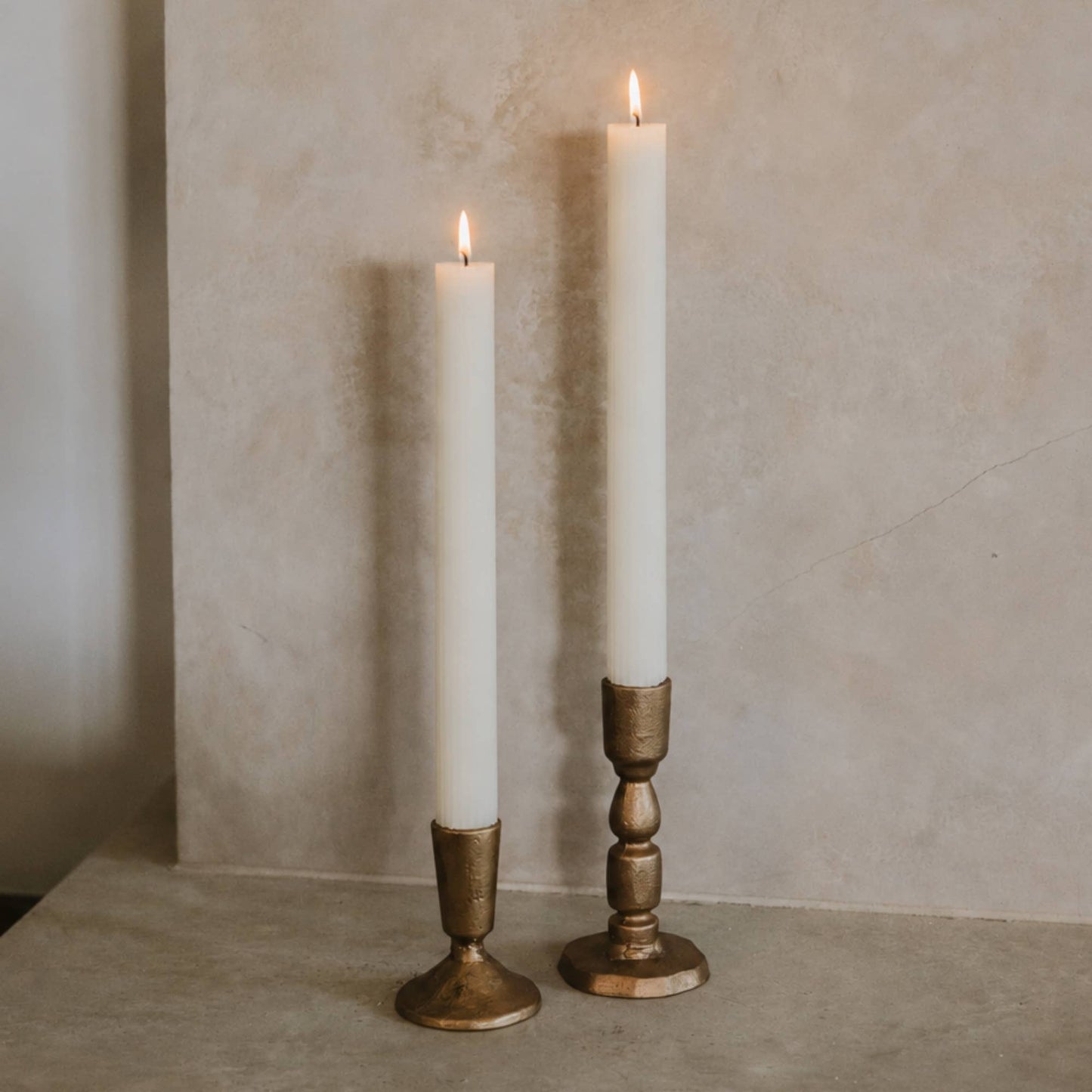 *NEW* Gold Cast Iron Taper Candle Holders, Set of 2