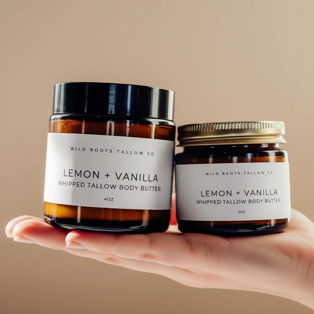Lemon + Vanilla Tallow Body Butter | Brightening Body Whip