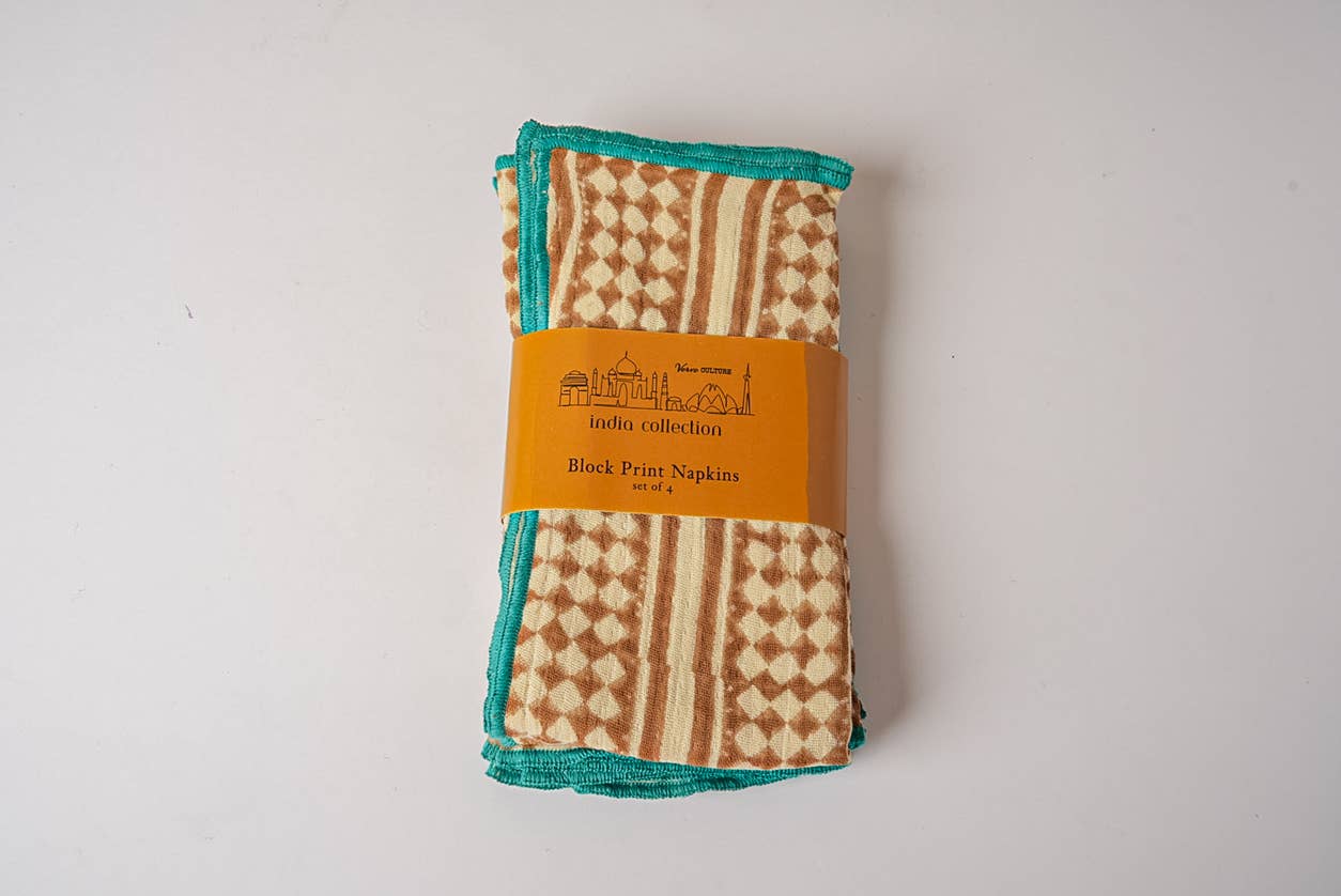 Punjabi Block Print Napkins - Set of 4