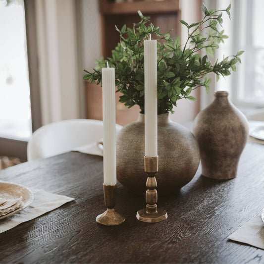 *NEW* Gold Cast Iron Taper Candle Holders, Set of 2