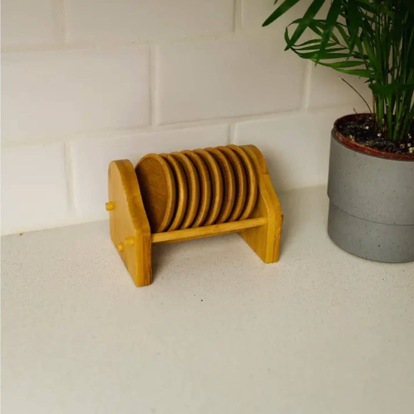Bamboo Tea Coaster & Holder | 8pc